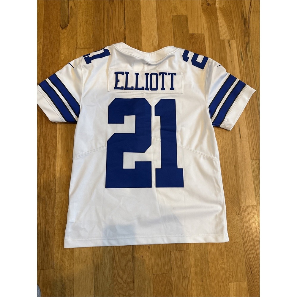 Nike Ezekiel Elliott Dallas Cowboys #21 Jersey Youth Large White On Field